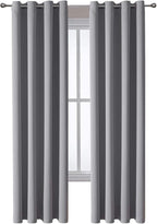 ChrisDowa Grommet Blackout Curtains for Bedroom and Living Room - 2 Panels Set Thermal Insulated Room Darkening Curtains (Light Grey, 52 x 84 Inch)