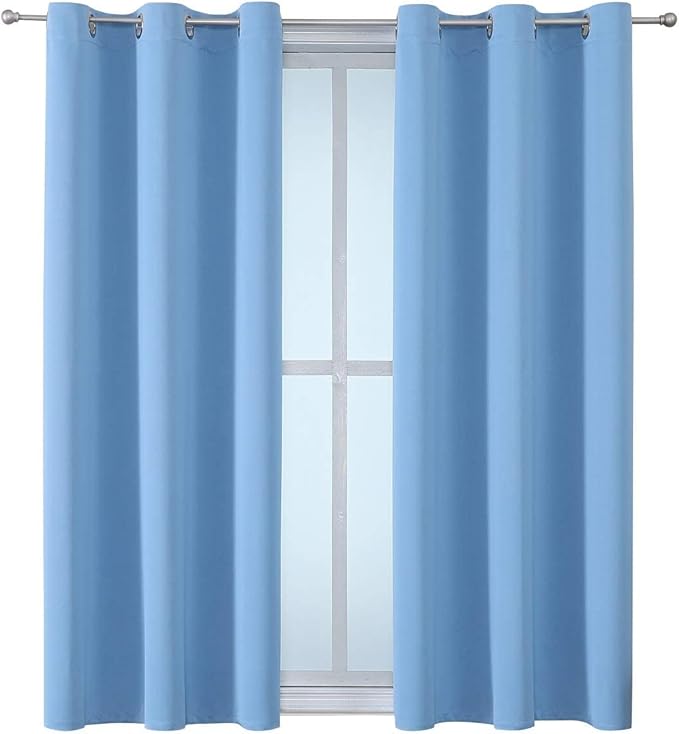 ChrisDowa Grommet Room Darkening Curtains for Bedroom and Living Room - 2 Panels Set Thermal Insulated Blackout Curtains (Sky Blue, 38W x 45L)