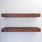 Modern Floating Shelves 3 Inches Thick for Wall, Wide Shelves for Kitchen, Living Room, Bedroom, and Bathroom, Natural Pine Wood, Rustic Wooden Shelf, (Set of 2) (Provincial, 24Lx3Hx8D)