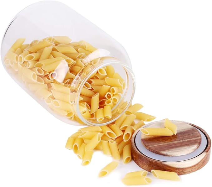 Glass Storage Jar, Food Storage Container/Canisters with Airtight Lid for Serving Tea, Coffee, Honey,.Spice, Perfect as a Cereal Dispenser (6.3 inch high)
