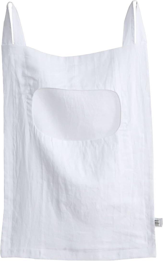 Amazhiyu 100% Linen Door Hanging Laundry Hamper Bag, 19x27 Inches (White)