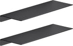 JOOM 2 PCS Small Floating Shelf, 12'' Metal Wall Shelf, Black, Bathroom, Durable, Waterproof, 5.0lbs Weight Capacity