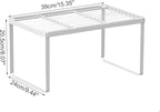 Kitchen Cabinet Storage Shelf Stackable Wire Spice Rack Organizer Heavy Duty Space Saver for Bathroom Bedroom Closet Laundry Room Office Countertop - White, Pack 1