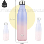 Insulated Water Bottles,25 oz Double Wall Stainless Steel Vacumm Metal Flask for Sports Travel,Pastel Sunset