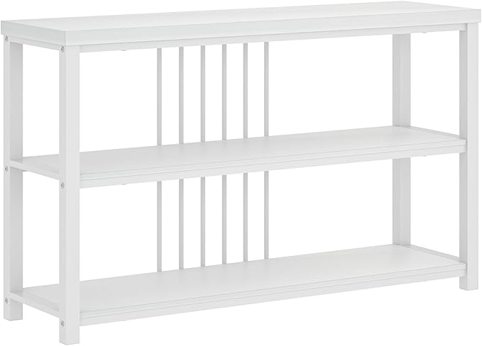 FOLUBAN Modern Sofa Console Table for Entryway, 3 Tier Wood Foyer Table for Hallway Living Room Behind Couch, White Oak