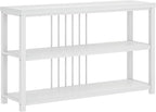 FOLUBAN Modern Sofa Console Table for Entryway, 3 Tier Wood Foyer Table for Hallway Living Room Behind Couch, White Oak