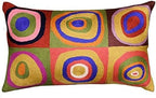 Lumbar Kandinsky Cushion Cover Farbstudie Quadrate Hand Embroidered Wool 13x21