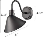 DIRYZON Industrial Gooseneck Wall Sconces Antique Black Barn Light for Kitchen Sink Patio Porch Set of 2