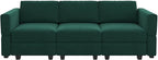 Belffin Modular Sofa Couch with Storage Seats Velvet 3 Seater Sofa for Living Room Green