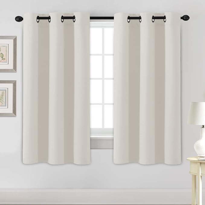H.VERSAILTEX Room Darkening Curtains for Living Room Light Reducing Thermal Insulated Window Treatment Panels/Drapes Grommet Top 2 Panels (Ivory - 42 x 63 Inches)