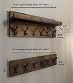 Coat Rack with Shelf Wall Mounted with Storage (Choose Your Length) Towel Rack Entryway Organizer Key Hooks (24" L (6 Hooks) Set of 2)