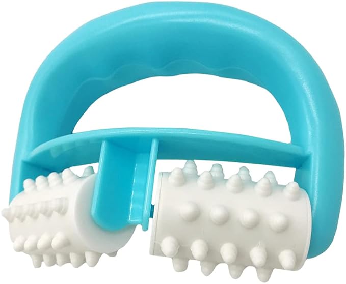 Cellulite Massage, Manual Roller Massages with Two-Wheel Handle,Relax Muscles to Relieve Stress,Increases Blood Circulation,Apply to Arm/Shoulder/Leg/Back/Buttocks/Abdomen(Blue)