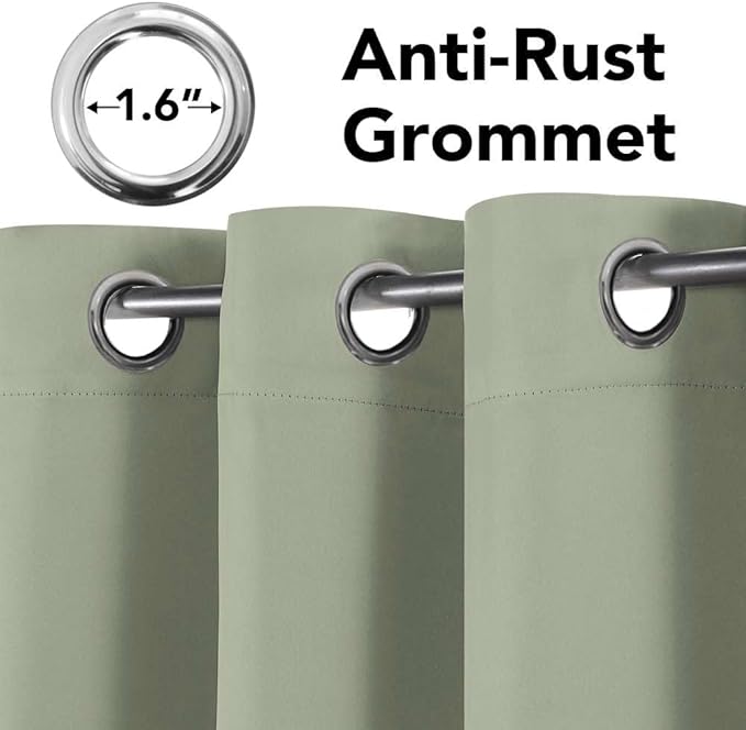 H.VERSAILTEX Blackout Curtains for Bedroom Thermal Insulated Room Darkening Living Room Curtains 84 Inch Long Grommet Privacy Protection Window Curtain Panels/Drapes for Nursery,2 Panels,Light Sage