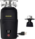 A600 Garbage Disposal 3/4 HP for Kitchen Sink, Food Waste Disposer Fast Continuous Feed Stainless Steel Grind, Quiet, Ease Install, With Power Cord, Powerful Drainage Compact Design 0.75 Horsepower