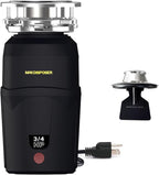 A600 Garbage Disposal 3/4 HP for Kitchen Sink, Food Waste Disposer Fast Continuous Feed Stainless Steel Grind, Quiet, Ease Install, With Power Cord, Powerful Drainage Compact Design 0.75 Horsepower