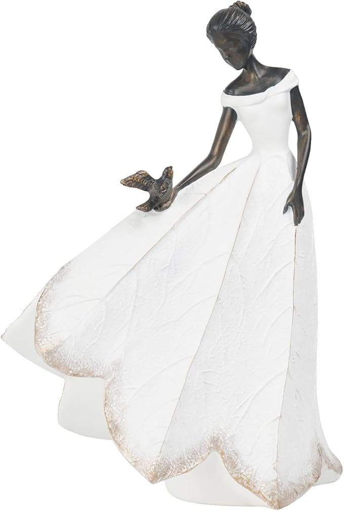 Guichifun Fairy Statue Collection Home Decoration - White Leaf Angel Girls Resin Living Room Bookshelf Decor Garden Outdoor Bathroom Decorations Figurines Gift 5.5 x 3.25 x 8 Inch