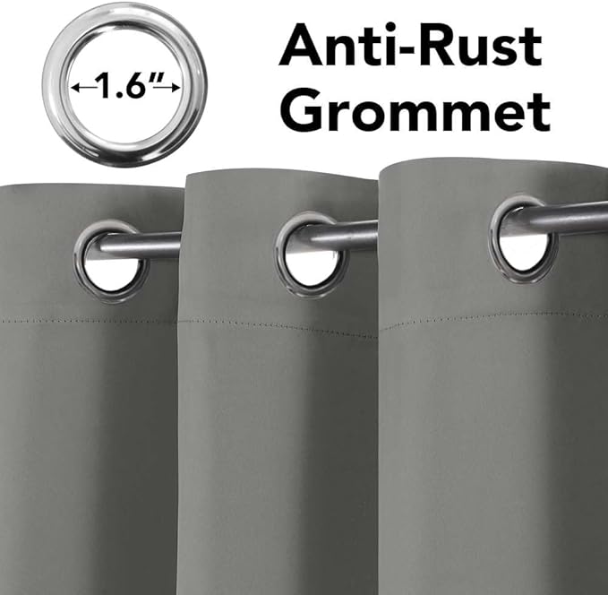 H.VERSAILTEX Blackout Curtains for Bedroom Thermal Insulated Room Darkening Living Room Curtains 72 Inch Long Grommet Privacy Protection Window Curtain Panels/Drapes for Nursery, 2 Panels, Dove Grey