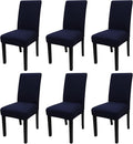 JQinHome 6 Pcs Dining Chair Slipcover,High Stretch Removable Washable Chair Seat Protector Cover for Home Party Hotel Wedding Ceremony (Navy Blue)
