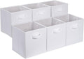 Amazon Basics Collapsible Fabric Storage Cubes Organizer with Handles, Sturdy, White, 10.5-x-10.5-x-11-inch, Pack of 6