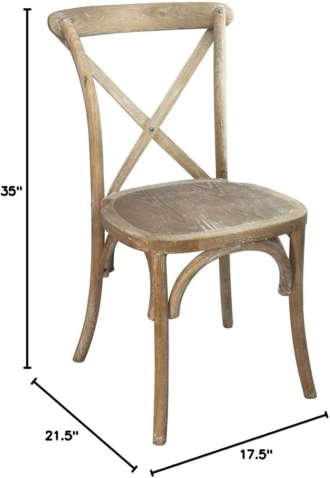 EMMA + OLIVER Natural with White Grain X-Back Chair