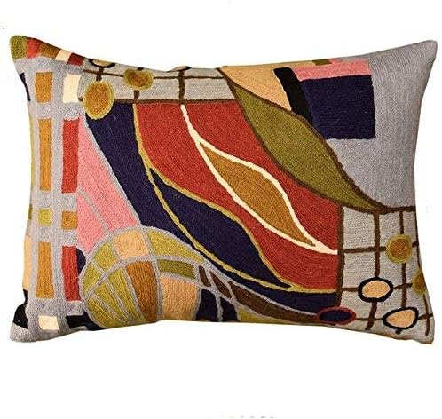 Lumbar Hundertwasser Throw Pillow Cover Biomorph Abstract Pillowcase Modern Couch Cushion Farmhouse Chair Pillowsham Outdoor Chair Cushions Handmade Wool Size 14x20