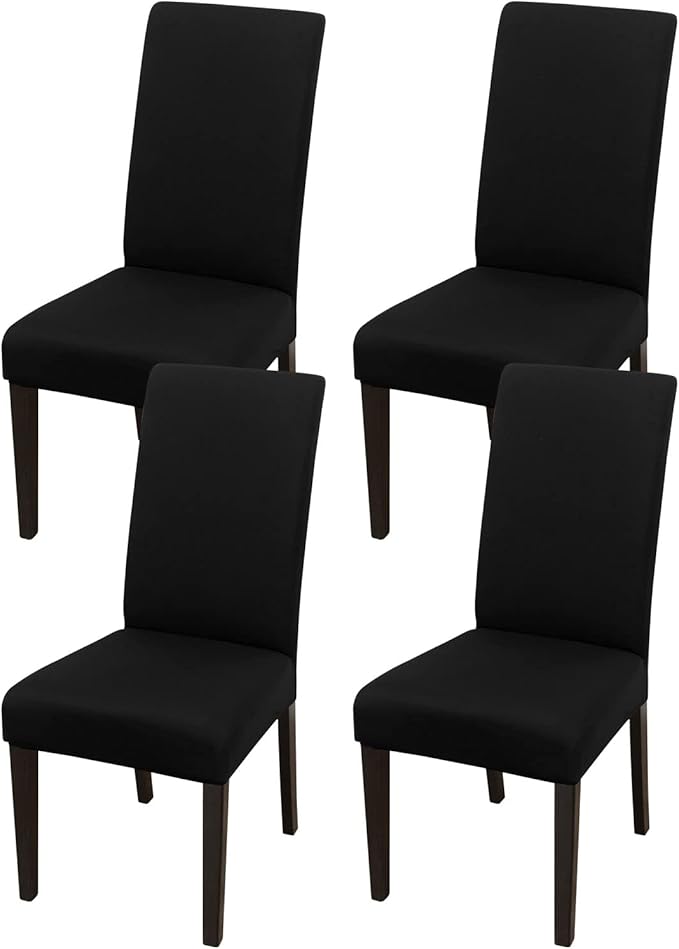 JQinHome 4 Pcs Dining Chair Slipcover, High Stretch Removable Washable Chair Seat Protector Cover for Home Party Hotel Wedding Ceremony