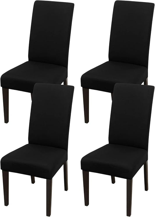 JQinHome 4 Pcs Dining Chair Slipcover, High Stretch Removable Washable Chair Seat Protector Cover for Home Party Hotel Wedding Ceremony