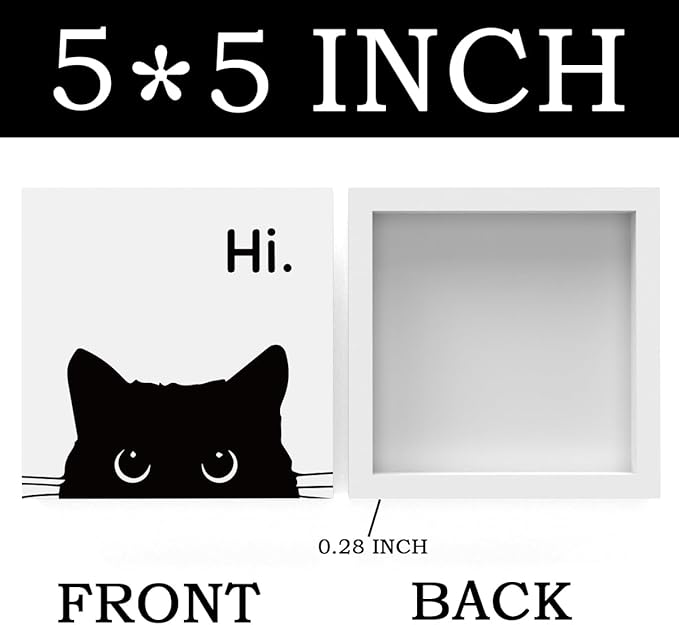 Black Cat Desk Decor, Office Decorations for Work, Cat Lover Gifts for Women, Cat Gifts for Girls, Cat Lover Gifts, Wooden Box Decor Sign for Home Farmhouse Living Room Bedroom Bathroom Classroom Gym