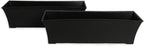 Elly Décor Set of 2 24x8 Rectangular Modern, Resistant and Self Watering Planter with Rattan-Like Finish, 24", Gray