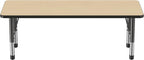 FDP Rectangle Activity School and Classroom Kids Table (24 x 60 inch), Chunky Toddler Legs, Adjustable Height 15-24 inches - Maple Top and Black Edge