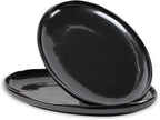vicrays Serving Platter Ceramic Tray Plates Extra Large Oval 14.5 Inch Porcelain Dinner Plates Long Serving Dish Set Entertaining Party Restaurant Food Meat Sushi Fish Turkey Platter - Black