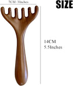 Natural Wooden Gua Sha Tool,Wooden Gua Sha Scraping Massage Tool,Long Handle Sandalwood Six Claw Antler Massager,1 Pieces
