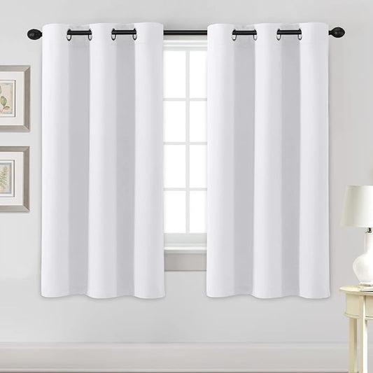 H.VERSAILTEX White Curtains for Bedroom Thermal Insulated Room Darkening Living Room Curtains Grommet Privacy Protection Window Curtain Panels/Drapes for Nursery, 2 Panels, 42x63 Inches, Pure White