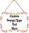 Personalized Wooden Welcome Sign Front Door Decor Personalized Home Sign Door Decorations Customized Image/Text Hanging Door Sign Farmhouse Decorations for Home Office 11.2 * 8 Inch