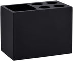 Resin Black Toothbrush Holder JINCROP, 5 Slots Toothbrush Holder Matte Black Bathroom Storage Stand Dispenser Organizer Set for Toothbrushes, Make-up Brushes and More, (Matte Black)