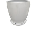 FixtureDisplays® 9.8" Diameter 11" Tall White Plant Pots, Plastic Flower Pots with Drainage Holes and Saucers for Indoor and Outdoor 15747-NF