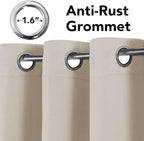 H.VERSAILTEX Thermal Insulated Blackout Window Panels Microfiber Formaldehyde-Free Kids Curtains for Holiday Season Home Decoration,Grommet Top,52 by 96 - Inch - Natural - Set of 2