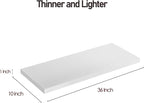 Wall Shelf Set of 2, White Floating Shelves 36 in W x 10 in D x 1 in H, Wooden Floating Wall Shelf with Invisible Brackets for Living Room/Bedroom/Bathroom/Kitchen Storage and Decor
