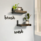 Rustic Shelves with J-Brackets Set of 2, Industrial Shelf, Kitchen Shelves, Solid Wood, Decorative Wall Storage, Heavy Duty, URBANDI (Dark Brown, 36Wx12D)