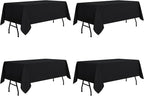 sancua 4 Pack Black Tablecloth 60 x 84 Inch, Rectangle Table Cloth for 4ft Tables - Stain and Wrinkle Resistant Washable Polyester Table Cover for Dining Wedding Banquet Party Buffet Restaurant