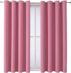 ChrisDowa Grommet Room Darkening Curtains for Bedroom and Living Room - 2 Panels Set Thermal Insulated Blackout Curtains (Pink, 52W x 63L)