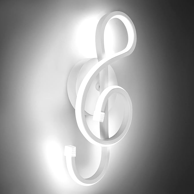 XEYOU 22W Modern Wall Sconce Lighting Indoor LED Creative Wall Light Fixture Music Symbol Art Decoration Wall Lamp for Living Room Bedroom Stair Corridor, White 6000K