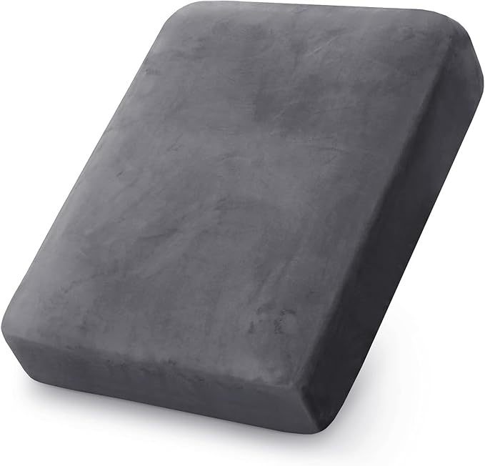 PrinceDeco Velvet Stretch Couch Cushion Cover, Sofa Slip Covers for Cushion Couch Chair Loveseat Sofa Furniture Protector Cushion Sofa Cover Each Width Up to 29.5", Grey