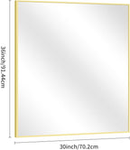 Gold Bathroom Mirror for Wall, 30x36 Inch Rectangle with Metal Frame, Modern Vanity for Bathroom Living Room, Entryway Hangs Horizontal or Vertical