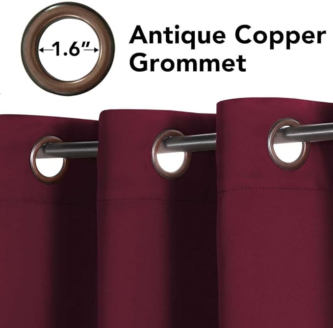 H.VERSAILTEX Christmas Blackout Curtains Blackout Thermal Insulated Curtains for Bedroom/Living Room, 52" Wide x 63" Long Each Panel,Grommet Panels for Small Window (Set of 2, Burgundy)