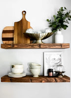 joelsantiques 30 Inch Wooden Floating Shelves for Wall - 30x9x2 in - Made of Natural Wood - Long Heavy Duty Rustic Wall Shelves for Bedroom - Perfect for Living Room, Kitchen - Medium Brown
