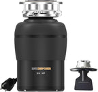 Garbage Disposal 3/4 HP for Kitchen sink Quiet with Stopper Power Cord, Easy install, Continuous Feed Food Waste Disposer Stainless Steel Grind 0.75 Horsepower AC Motor Unit (MAX-4)
