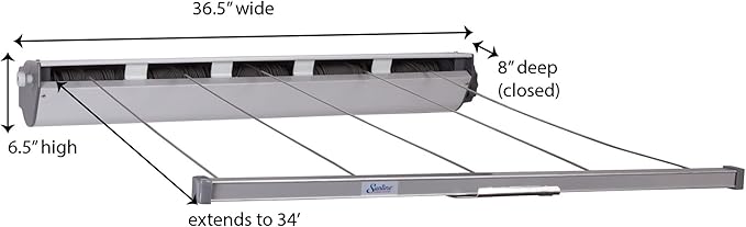 Household Essentials Retractable 5-Line Dryer, White
