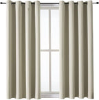 ChrisDowa Grommet Room Darkening Curtains for Bedroom and Living Room - 2 Panels Set Thermal Insulated Blackout Curtains (Beige, 52W x 54L )