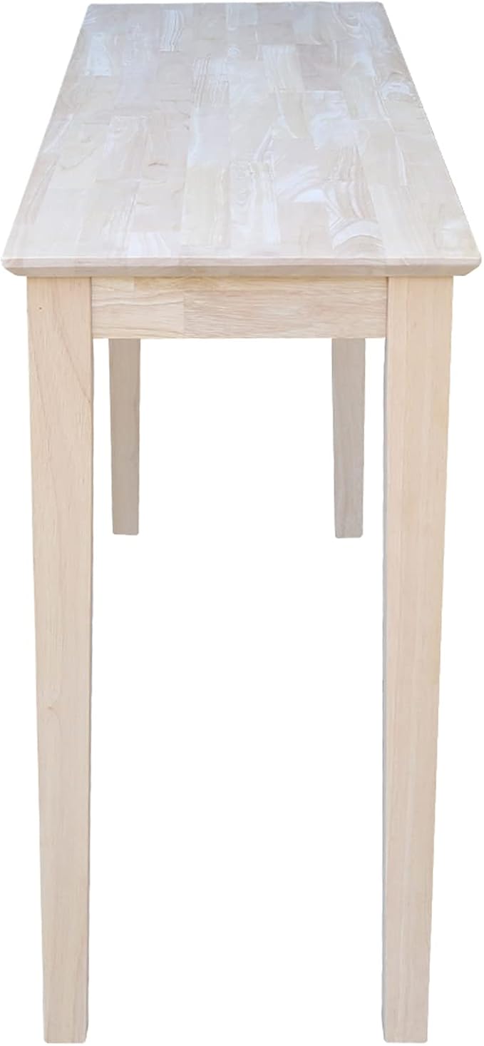IC International Concepts Extended Length Shaker Console Table, 60" W x 16" D x 30" H Real/Solid Parawood, Kitchen/Dining, 50 Lbs. Wt. Capacity, DIY, Paint/Stain In Any Color, Unfinished